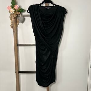 Armani Exchange Black Sleeveless Draped Front Mini Dress Size‎ Medium
